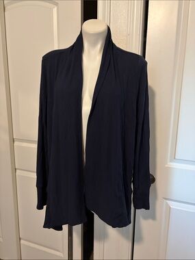 MaxMara Navy Open-Front Draped Cardigan